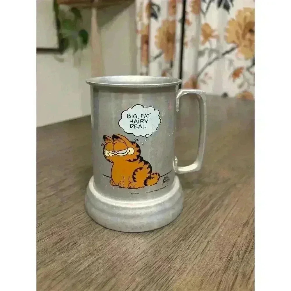 Vintage 1978 Garfield Pewter & Glass Mug/Stein Collectible Cartoon Theme
